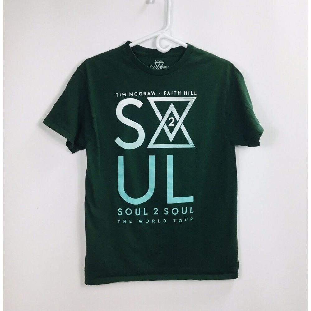 World Tour T Shirt Tim McGraw Faith Hill Soul 2 Soul Green Official 2017 Size M